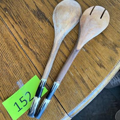 Wooden Salad Bowl and Fork + Spoon