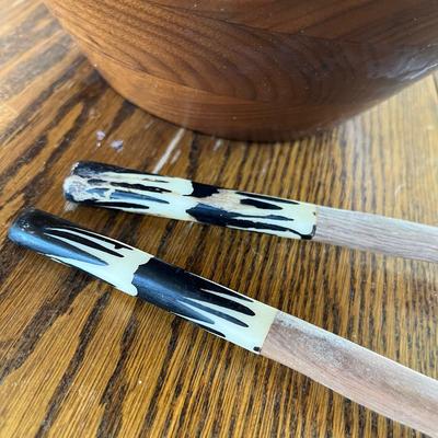 Wooden Salad Bowl and Fork + Spoon