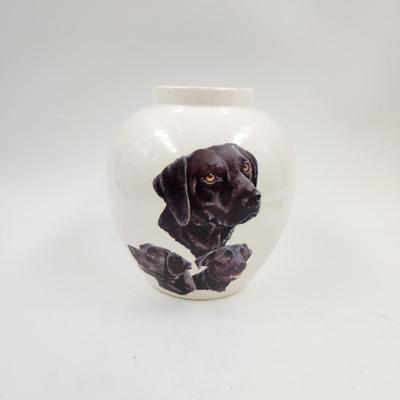 SIGNED HOLLAND MOLD BLACK DOG URN