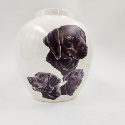 SIGNED HOLLAND MOLD BLACK DOG URN