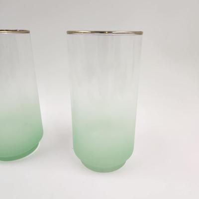 VINTAGE FROSTED GREEN GOLD RIMMED GLASSES