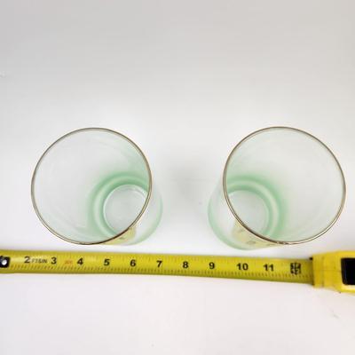 VINTAGE FROSTED GREEN GOLD RIMMED GLASSES