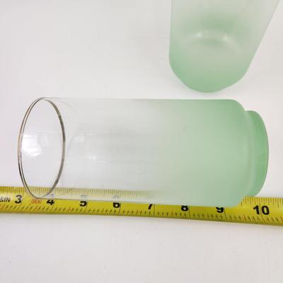 VINTAGE FROSTED GREEN GOLD RIMMED GLASSES