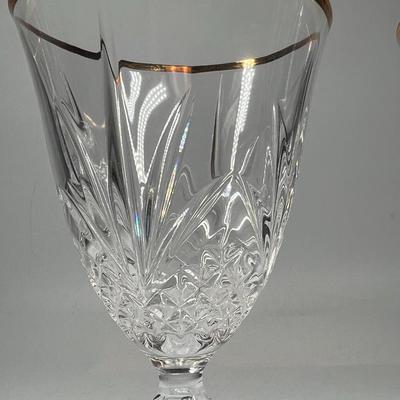 Vintage Cristal de Flandre Saltzburg Crystal Glass Gold Rim Toasting Champagne Stemmed Drinking Glasses