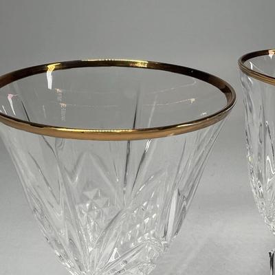 Vintage Cristal de Flandre Saltzburg Crystal Glass Gold Rim Toasting Champagne Stemmed Drinking Glasses