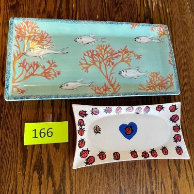 Two rectangle serving trays