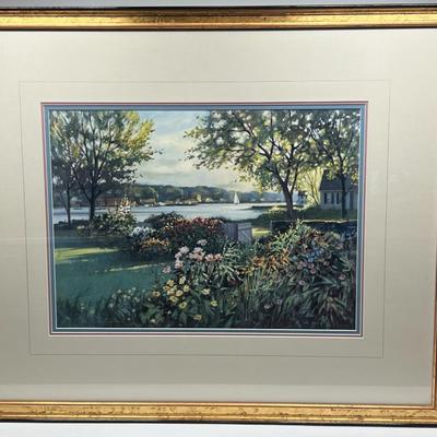 Collectible Modern Impressionist Harbor Garden by Paul Landry Greenwich Workshop Framed Fine Art Print