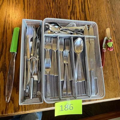 Trays of Stainless Steel flatware