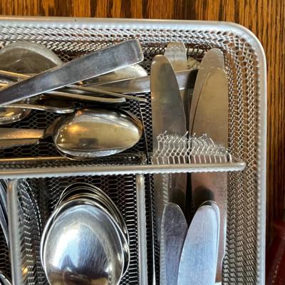 Trays of Stainless Steel flatware