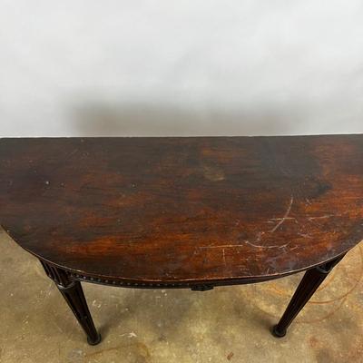 1433 Antique Hand Carved Demi-Lune Console Table