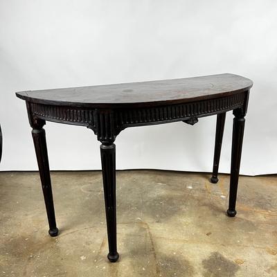 1433 Antique Hand Carved Demi-Lune Console Table