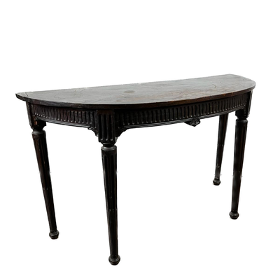 1433 Antique Hand Carved Demi-Lune Console Table
