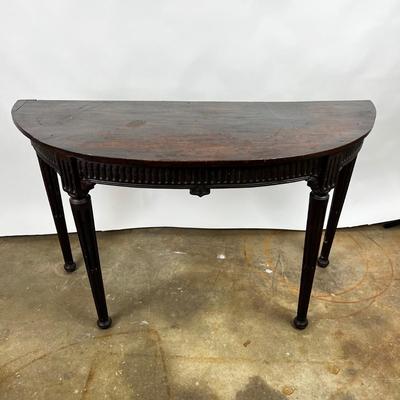 1433 Antique Hand Carved Demi-Lune Console Table