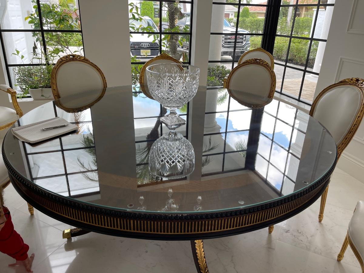 Crystal vase on dining room table