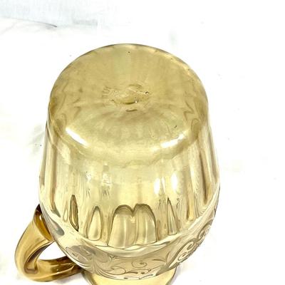 1446 Antique Cut Glass Pitcher with Mid Evil Seahorse with Wings