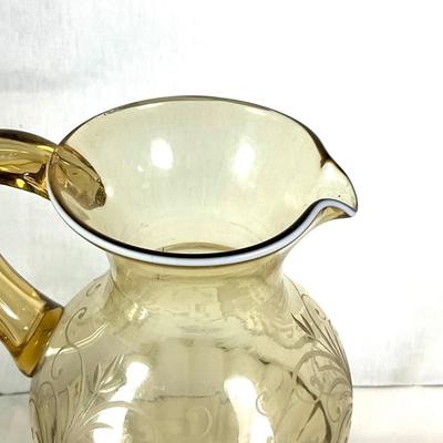 1446 Antique Cut Glass Pitcher with Mid Evil Seahorse with Wings