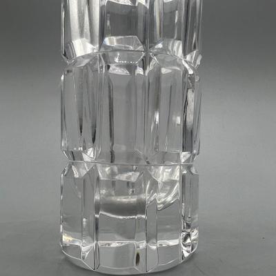 Vintage Square Mid Century Crystal Glass Bud Flower Vase