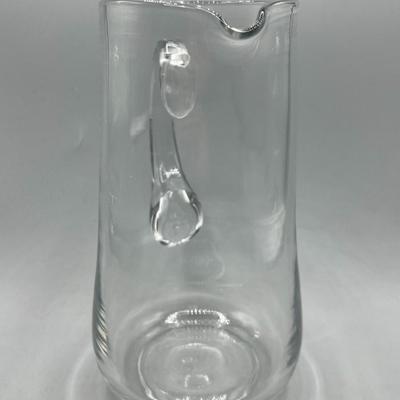 Vintage Hand Blown Clear Glass Serving Pitcher