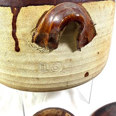 1447 Vintage Beige & Brown Glazed Santa Barbara Crock