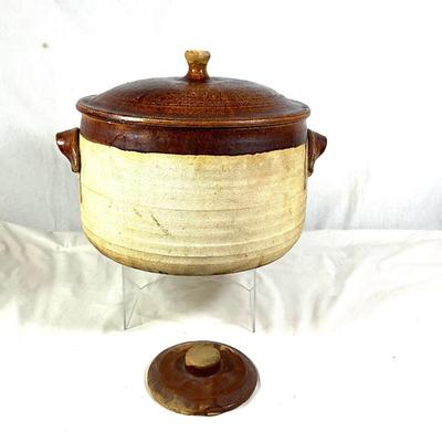 1447 Vintage Beige & Brown Glazed Santa Barbara Crock