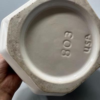 Vintage White Ceramic Pottery Garden Planter Pot