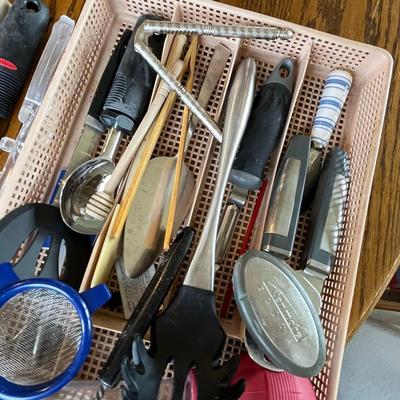 Tray of utensils & serving ware