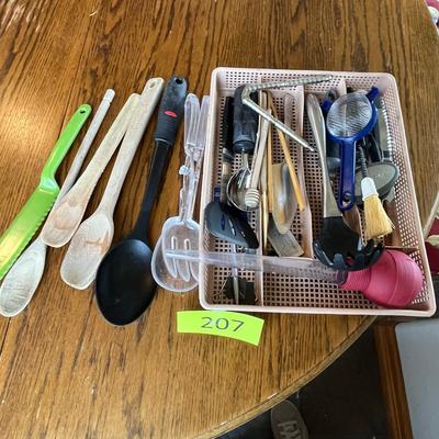 Tray of utensils & serving ware