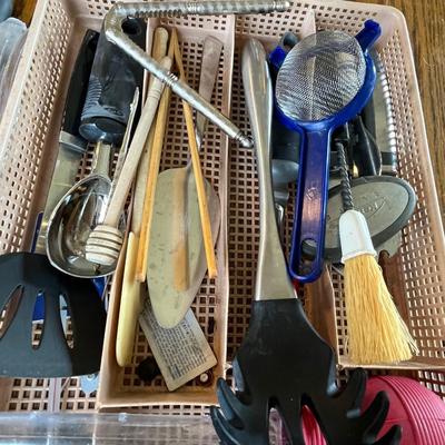 Tray of utensils & serving ware