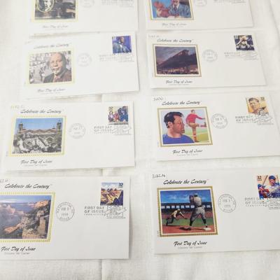 8 PC - FIRST DAY ISSUE STAMPS - CELEBRATE THE CENTURY #1 -
