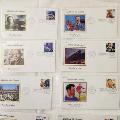 8 PC - FIRST DAY ISSUE STAMPS - CELEBRATE THE CENTURY #1 -