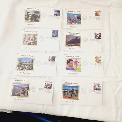 8 PC - FIRST DAY ISSUE STAMPS - CELEBRATE THE CENTURY #1 -