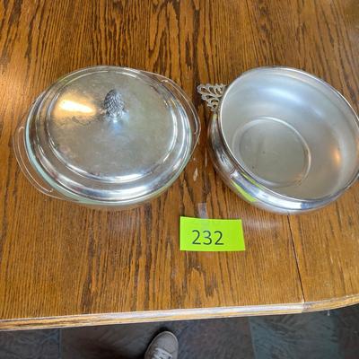 Silver Plate Covered Veggie bowl w/ Glass Insert