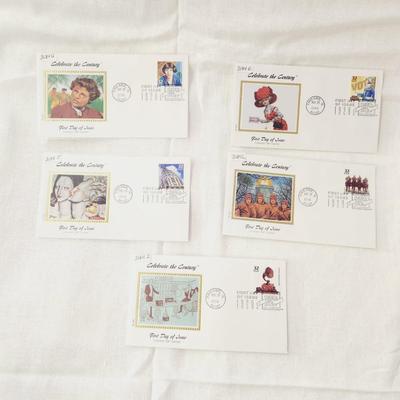 5 PC - FIRST DAY ISSUE STAMPS - CELEBRATE THE CENTURY