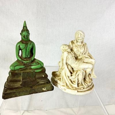 1453 Le Pieta A. Santini Stone Figure with Buddha Figure