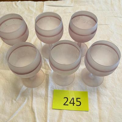 6 Frosted Swirl Wine Glasses