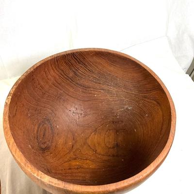 1454 Teak Wooden Bowl with Mid Century Wooden Nut Bowls