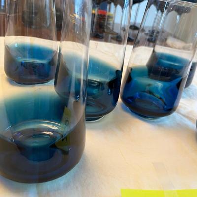 Set of 6 Ice Tea Tumblers Blue dip
