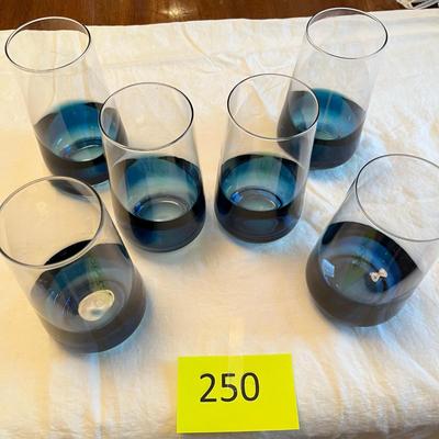 Set of 6 Ice Tea Tumblers Blue dip