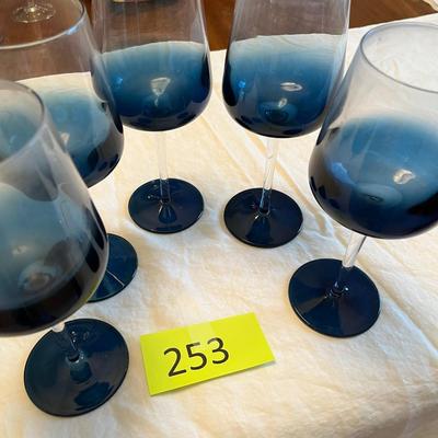 Set of 5 Blue Bottom Wine Glasses