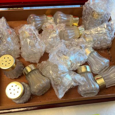 Cigar box with individual salt & pepper shakers.
