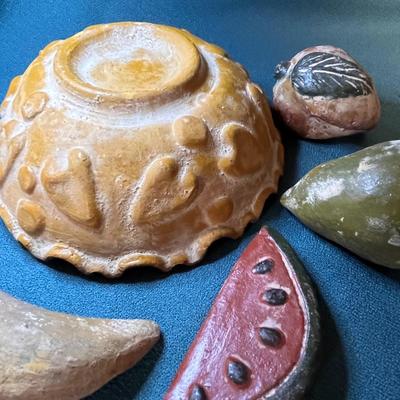 RUSTIC TERRA COTTA DECORATIVE FRUITS AND BOWL