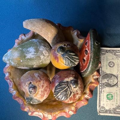 RUSTIC TERRA COTTA DECORATIVE FRUITS AND BOWL