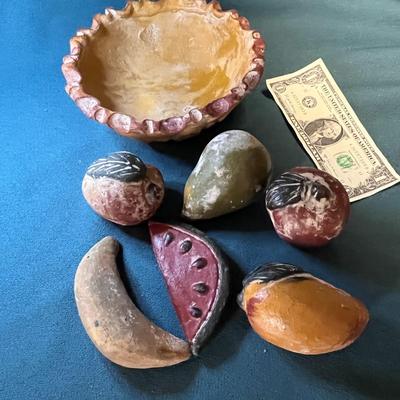 RUSTIC TERRA COTTA DECORATIVE FRUITS AND BOWL