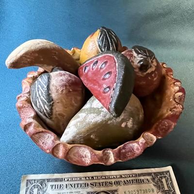 RUSTIC TERRA COTTA DECORATIVE FRUITS AND BOWL