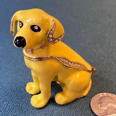 YELLOW DOG ENAMELED METAL DOG FANCY BOX