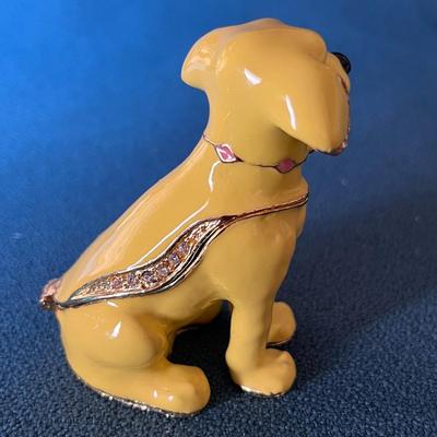 YELLOW DOG ENAMELED METAL DOG FANCY BOX