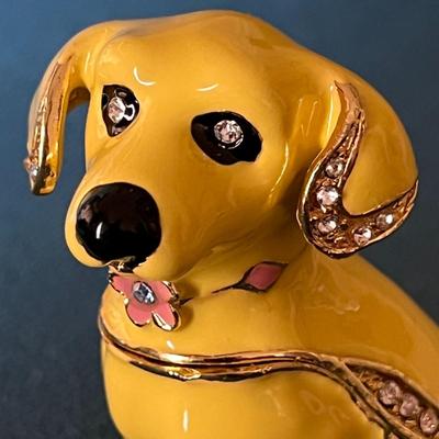 YELLOW DOG ENAMELED METAL DOG FANCY BOX