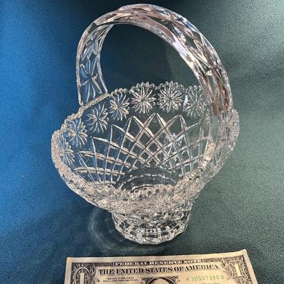 LOVELY LEADED GLASS BASKET VASE BOWL