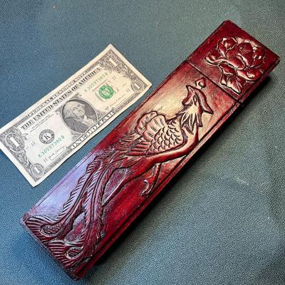 CARVED MAHOGANY BIRD OF PARADISE CHOPSTICKS IN BOX