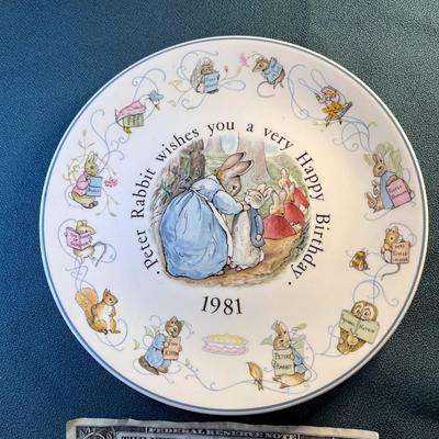 PETER RABBIT BEATRICE POTTER BIRTHDAY PLATE 1984
